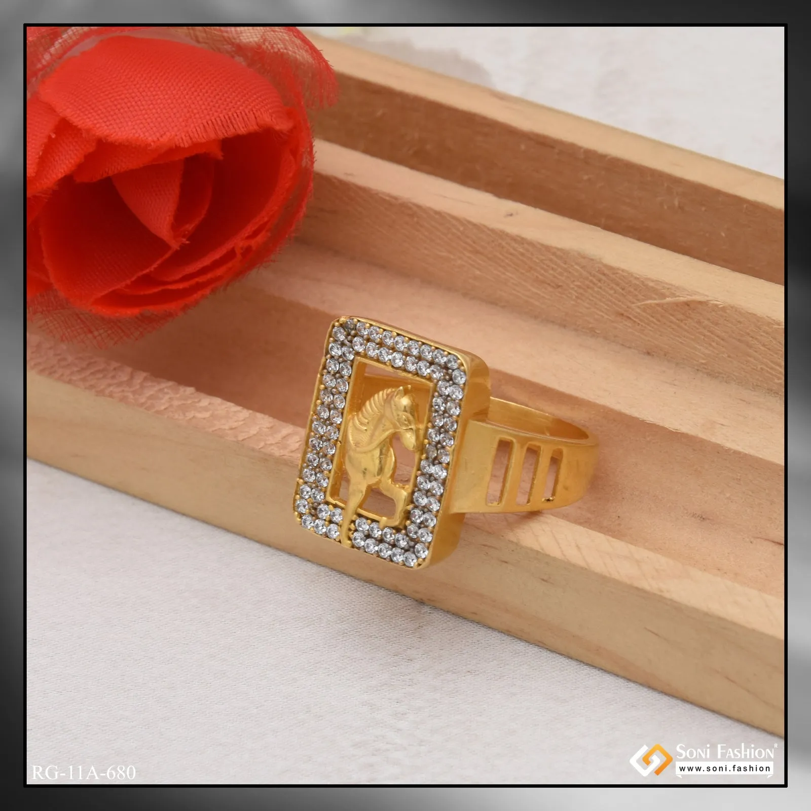 1 Gram Gold Forming Horse Cool Design Superior Quality Ring for Men - Style A680