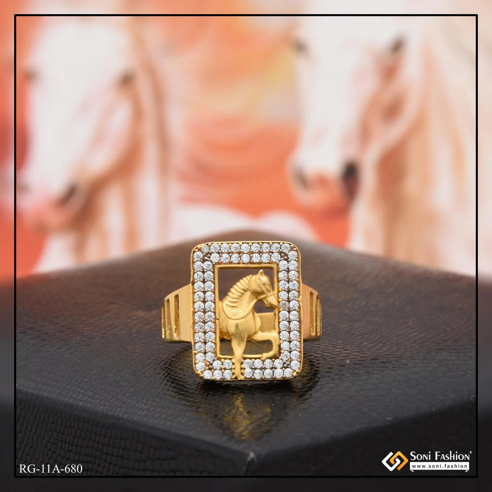 1 Gram Gold Forming Horse Cool Design Superior Quality Ring for Men - Style A680