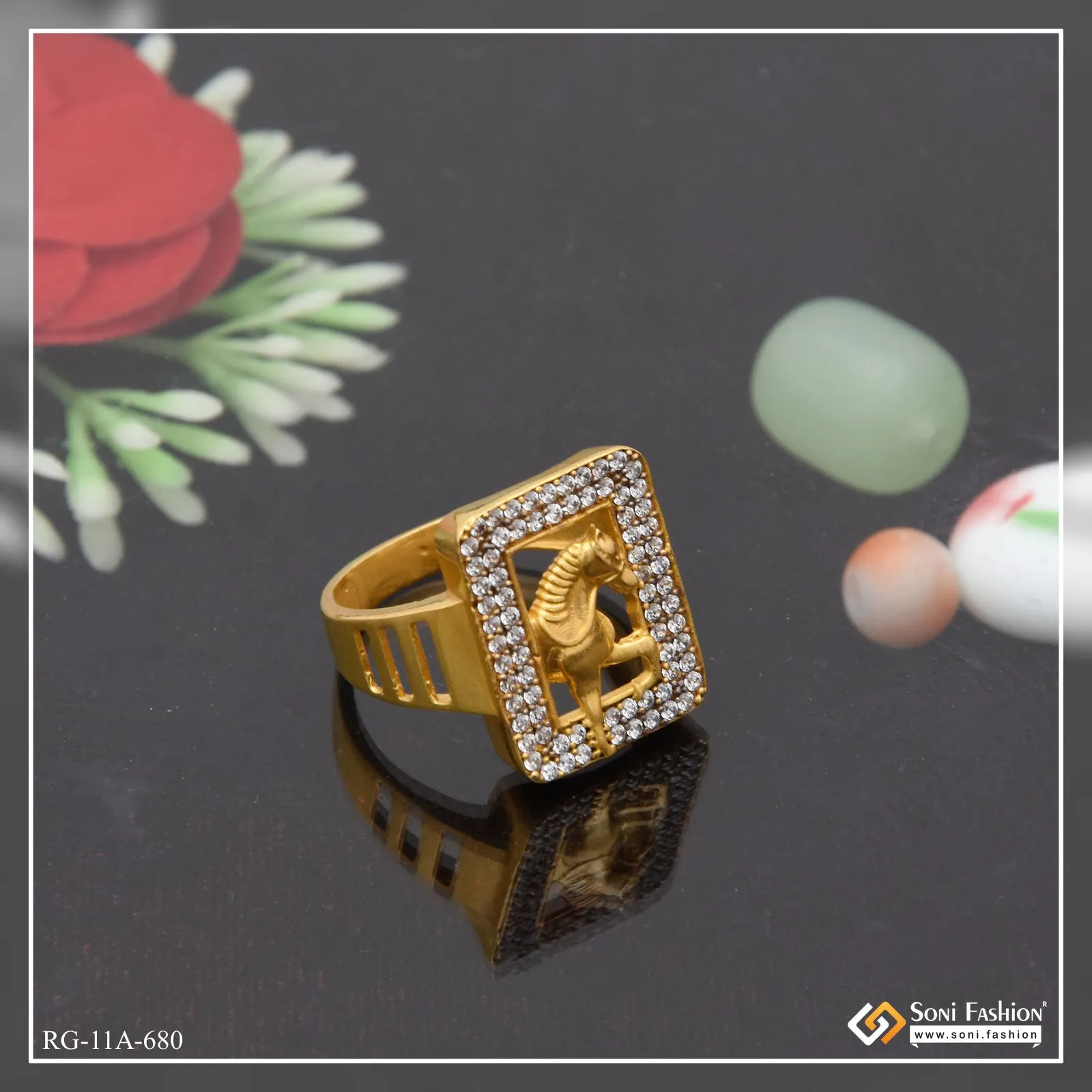 1 Gram Gold Forming Horse Cool Design Superior Quality Ring for Men - Style A680