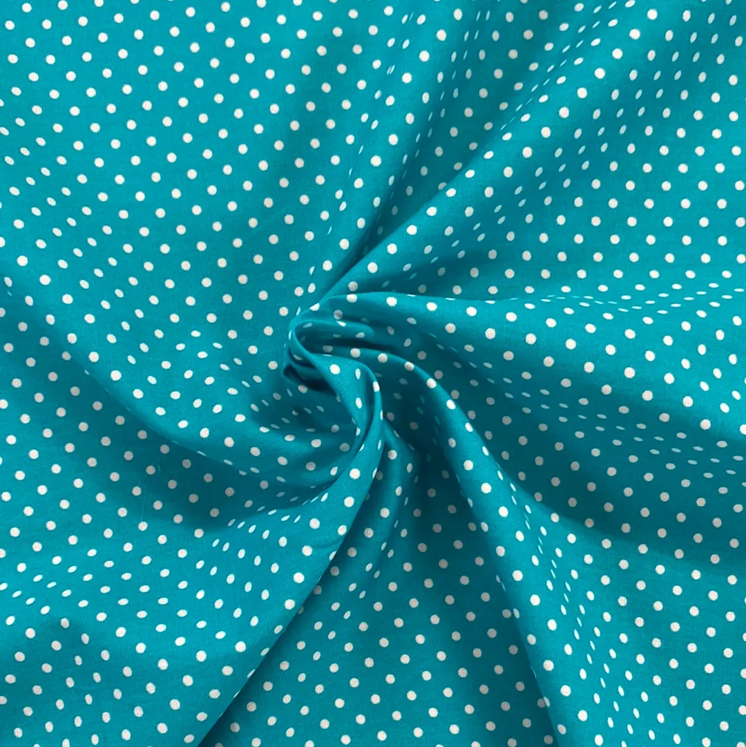 100% Cotton  - Rose and Hubble - Spot - Turquoise - £6.50 Per Metre - Sold by Half Metre