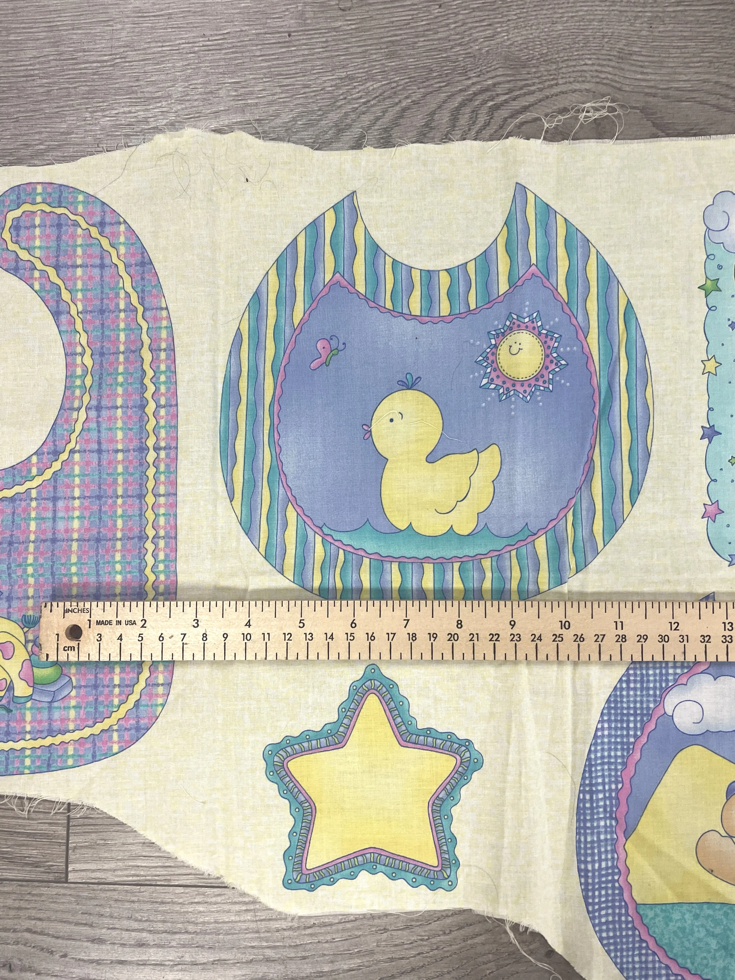 1/4 YD Quilting Cotton Panel Remnant Vintage- Baby Themed Appliques