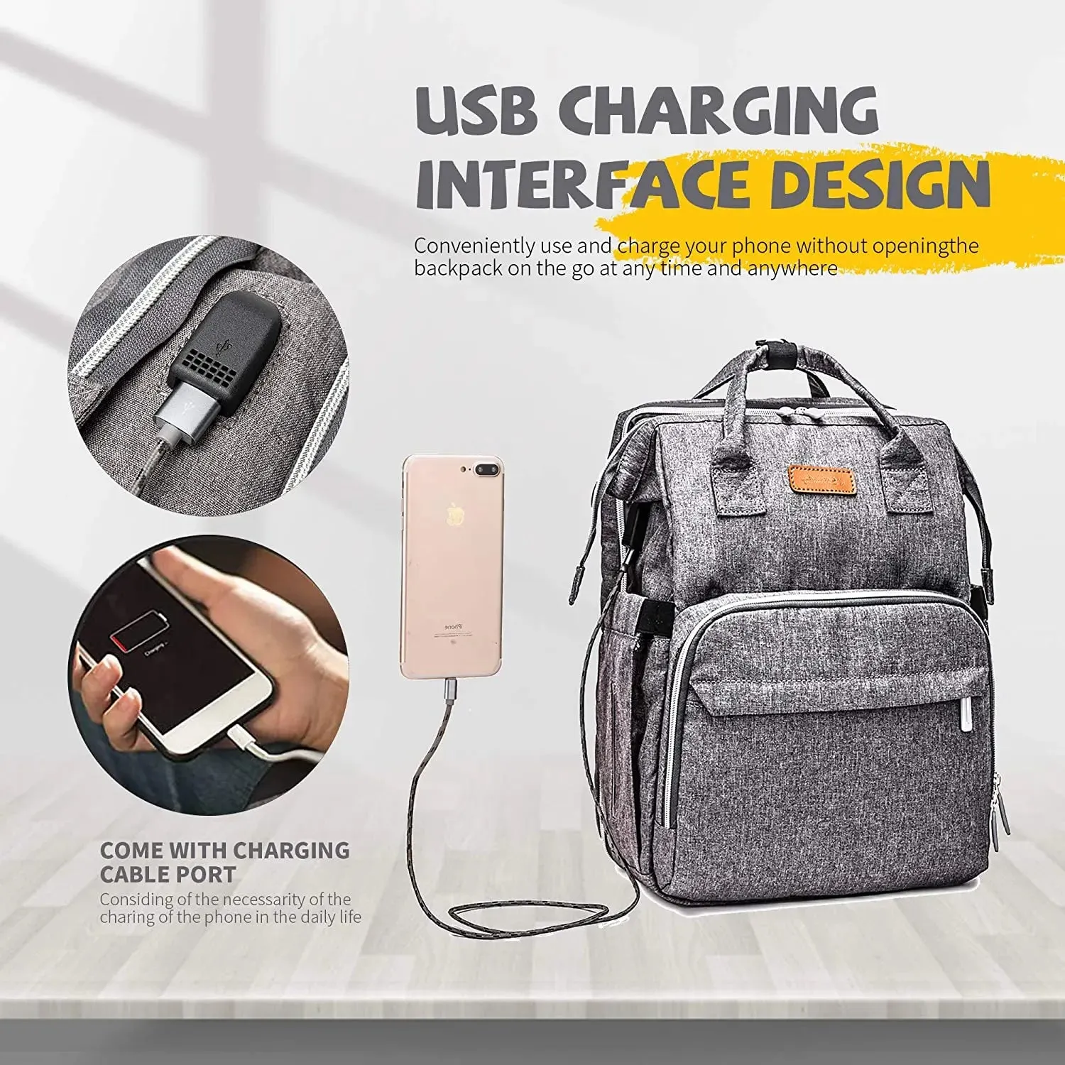 3 in 1 Travel Foldable Baby Bed Diaper Bag, Diaper Backpack Changing Station and Stroller Straps