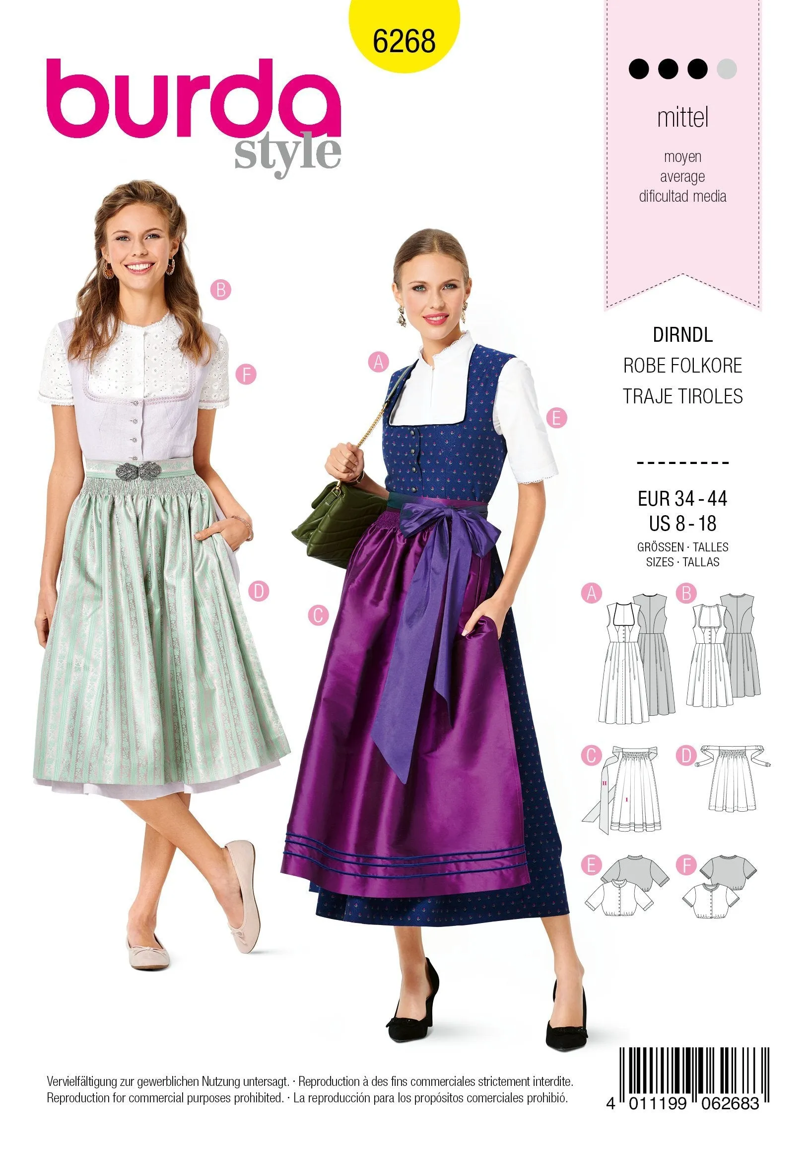 6268 Burda Sewing Pattern |   Dirndl Dresses