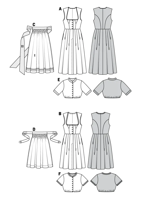 6268 Burda Sewing Pattern |   Dirndl Dresses