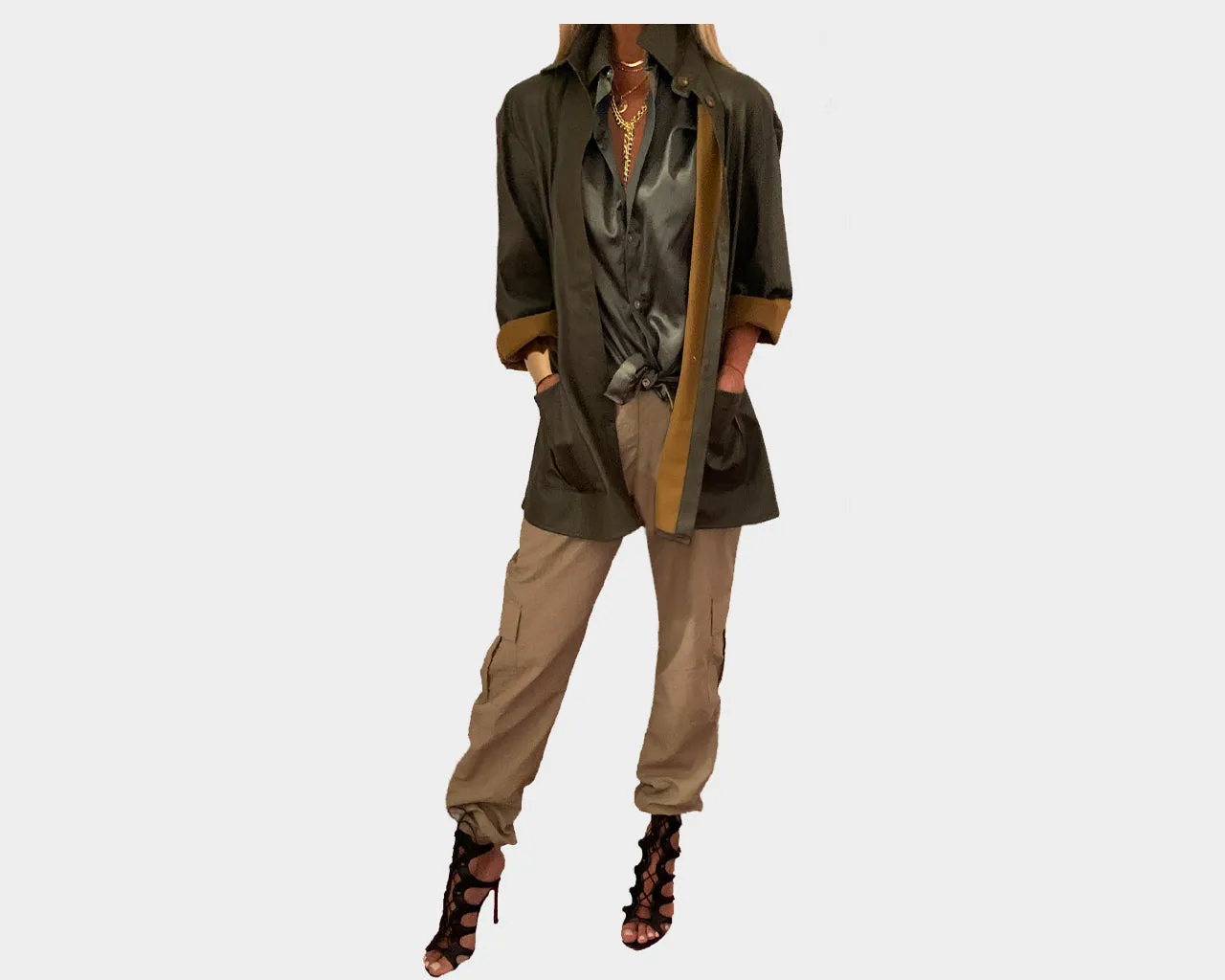 85 Kaitoke Green Vegan Leather Long Sleeve Jacket - The Park Avenue
