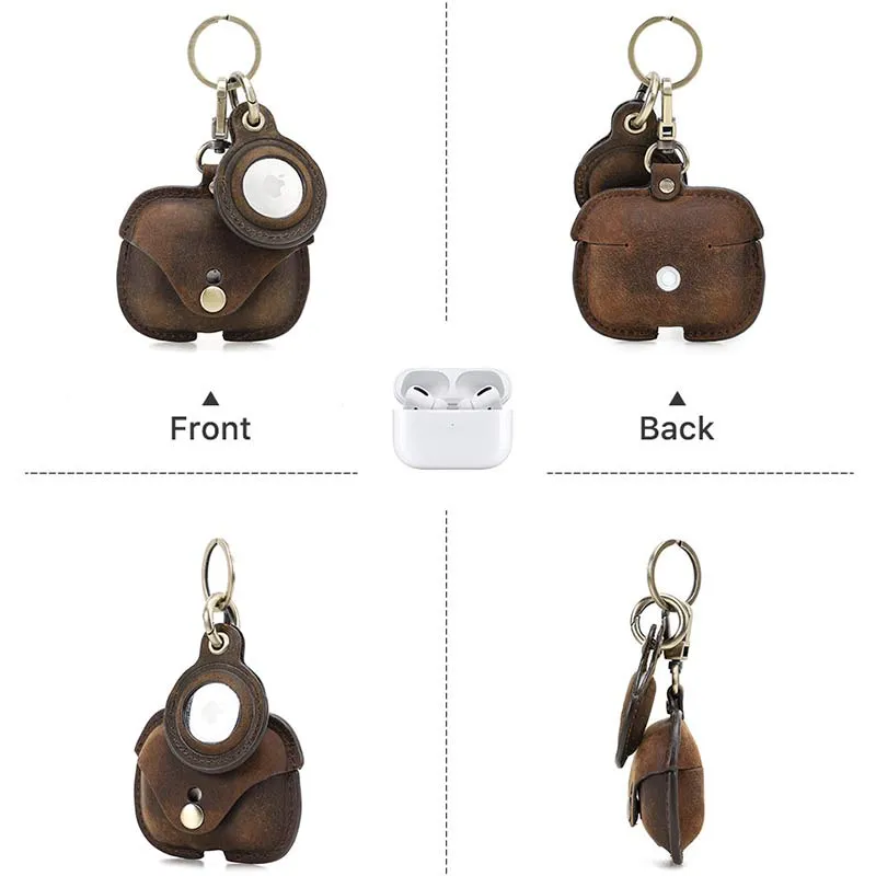Airpods Pro Leather Case with Airtag Holder