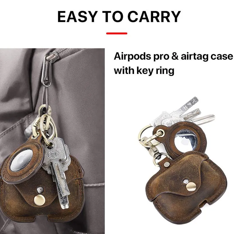 Airpods Pro Leather Case with Airtag Holder