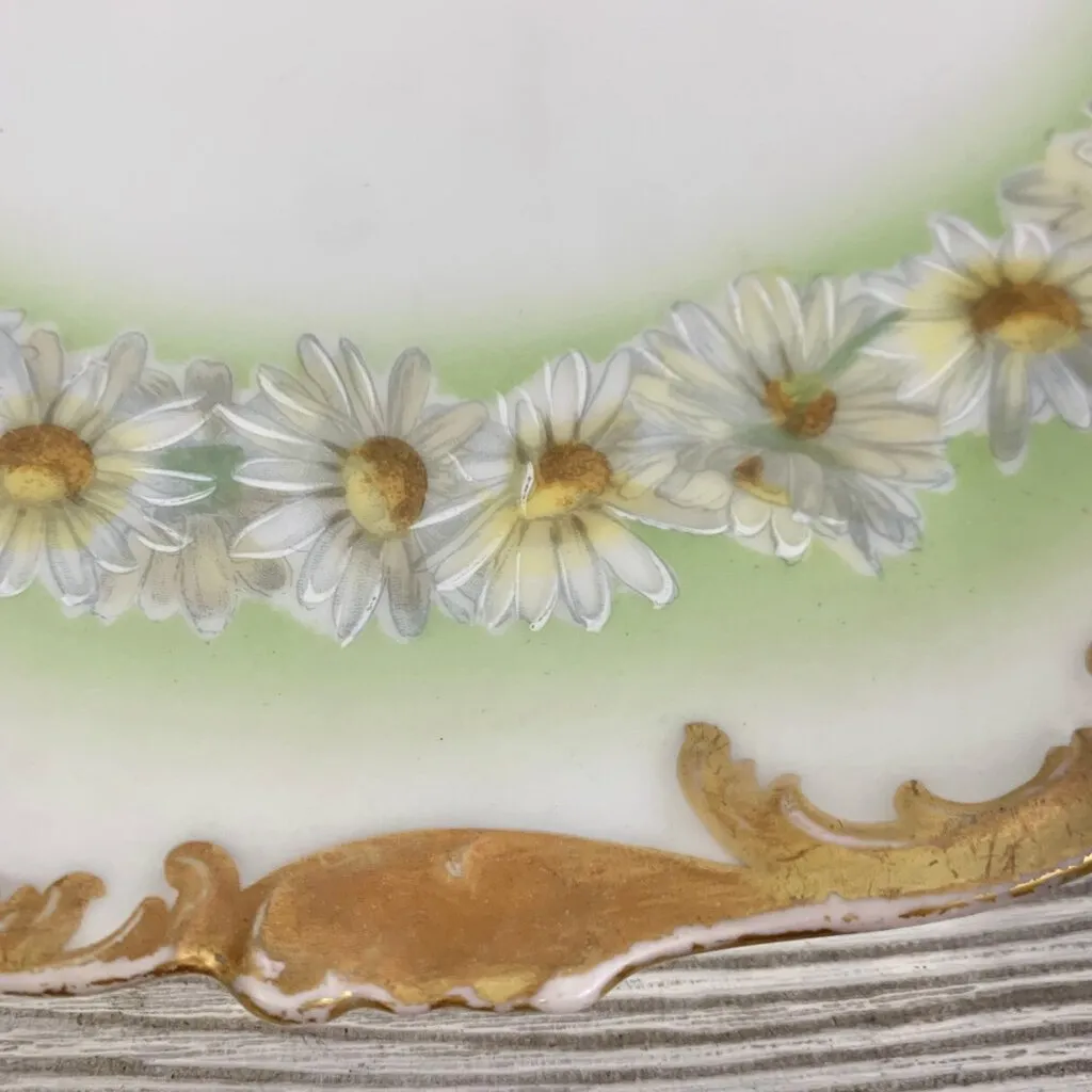 Antique Tressemanes & Vogt Limoges 12.5 Inch Round Hand Painted Daisy Platter Made in France Pattern TRV122 /cb