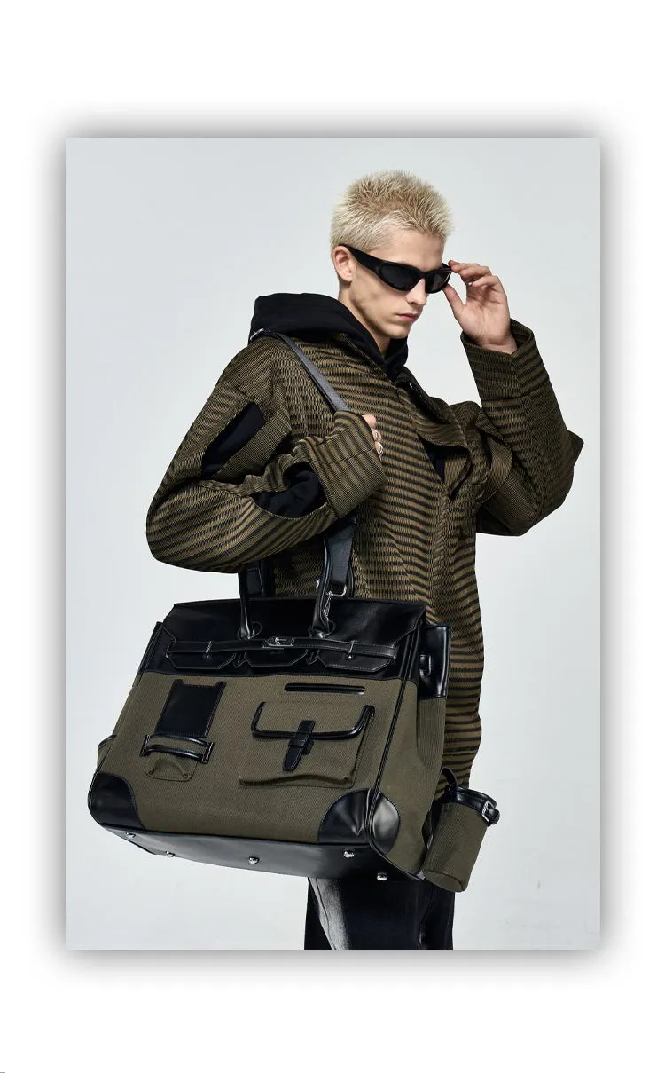 Army green Retro birkin inspired handmade canvas men business travel tote women weekender travel overnight weekend handbag