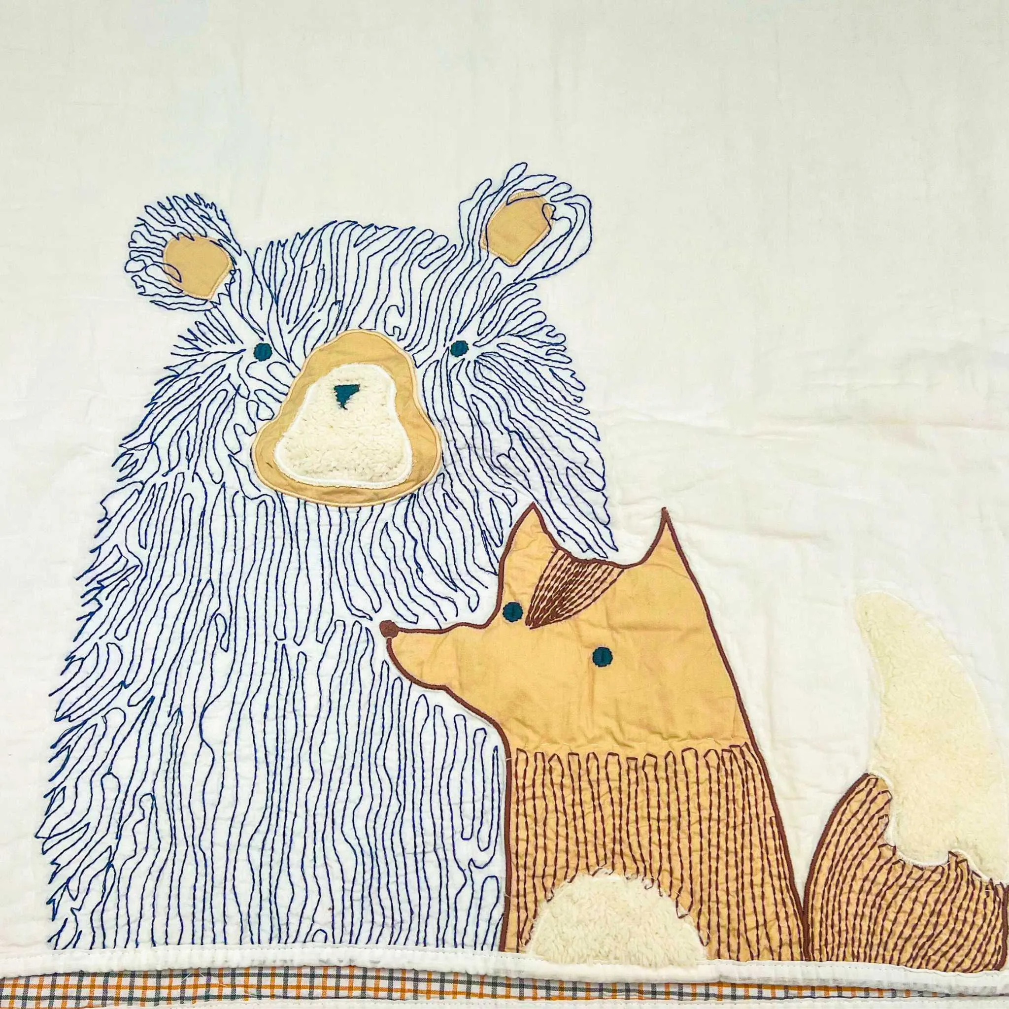 Bear and Fox Double Sized Baby Blanket | 35.5"x49"