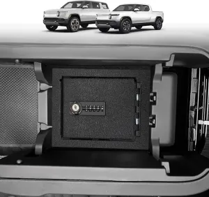 BestEvMod Center Console Organizer Safe Vault LockBox Compatible with Rivian R1T R1S 2022-2025 Pickup Safe Vault Console Storage Interior Organizer with 4 Digit Combo Lock Security Anti-Theft