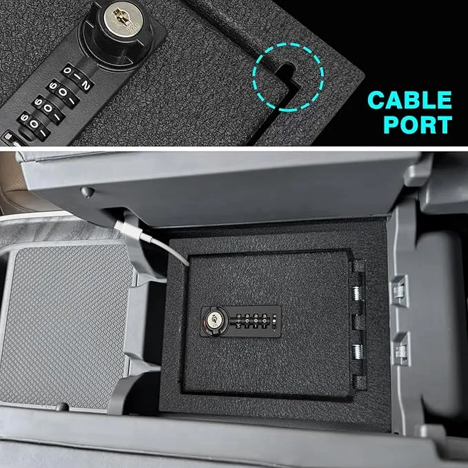 BestEvMod Center Console Organizer Safe Vault LockBox Compatible with Rivian R1T R1S 2022-2025 Pickup Safe Vault Console Storage Interior Organizer with 4 Digit Combo Lock Security Anti-Theft