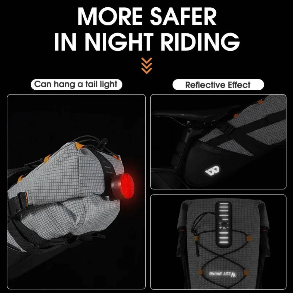 Bicycle Saddle Bag 10L Foldable Under Seat Bike Bag 100% Waterproof Tools Pannier MTB Road Cycling Tail Rear Bag