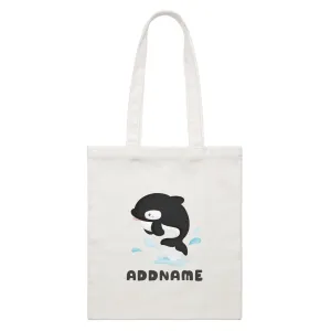 Birthday Winter Animals Orca Addname White Canvas Bag