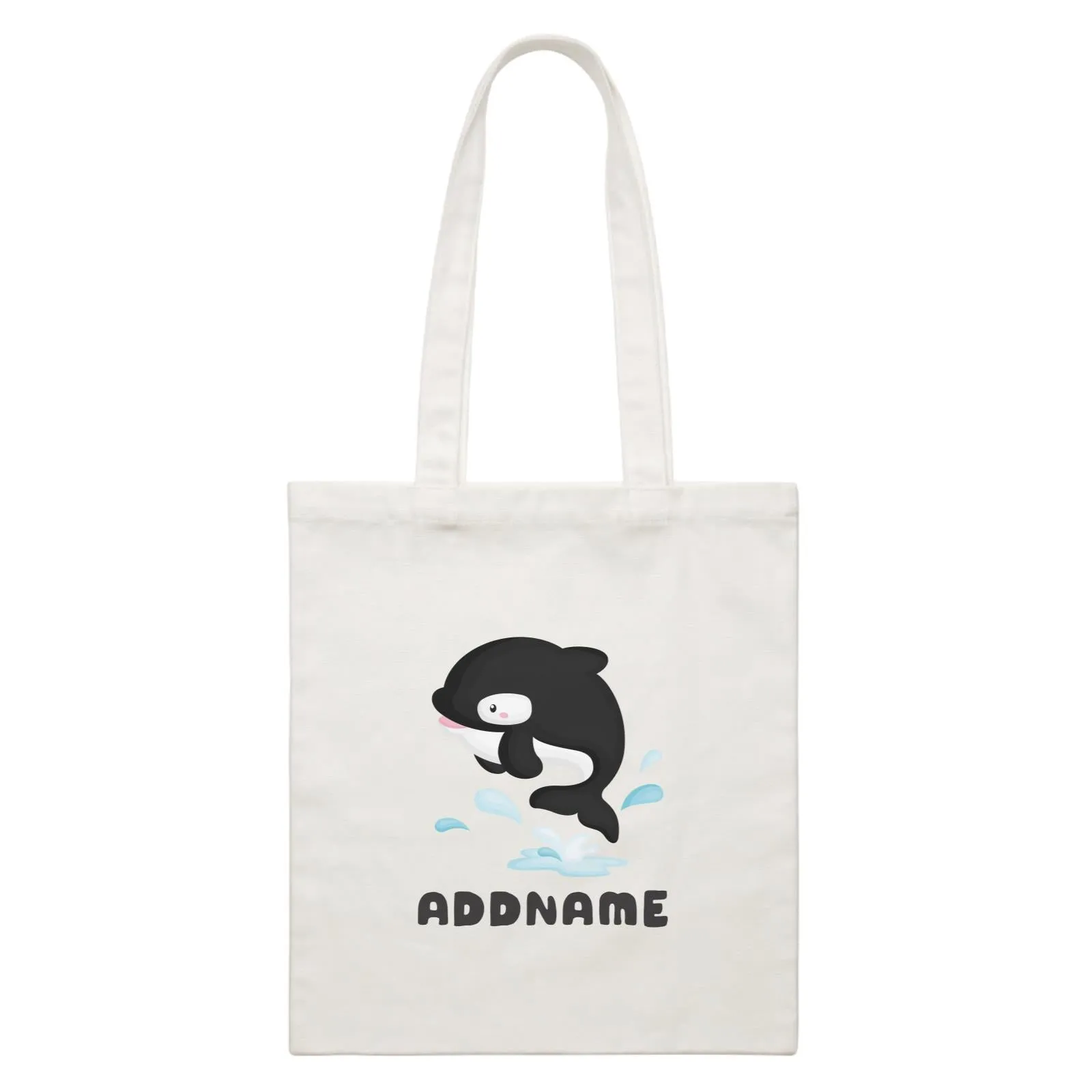 Birthday Winter Animals Orca Addname White Canvas Bag