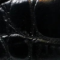 Black Crocodile Textured Leather Belt