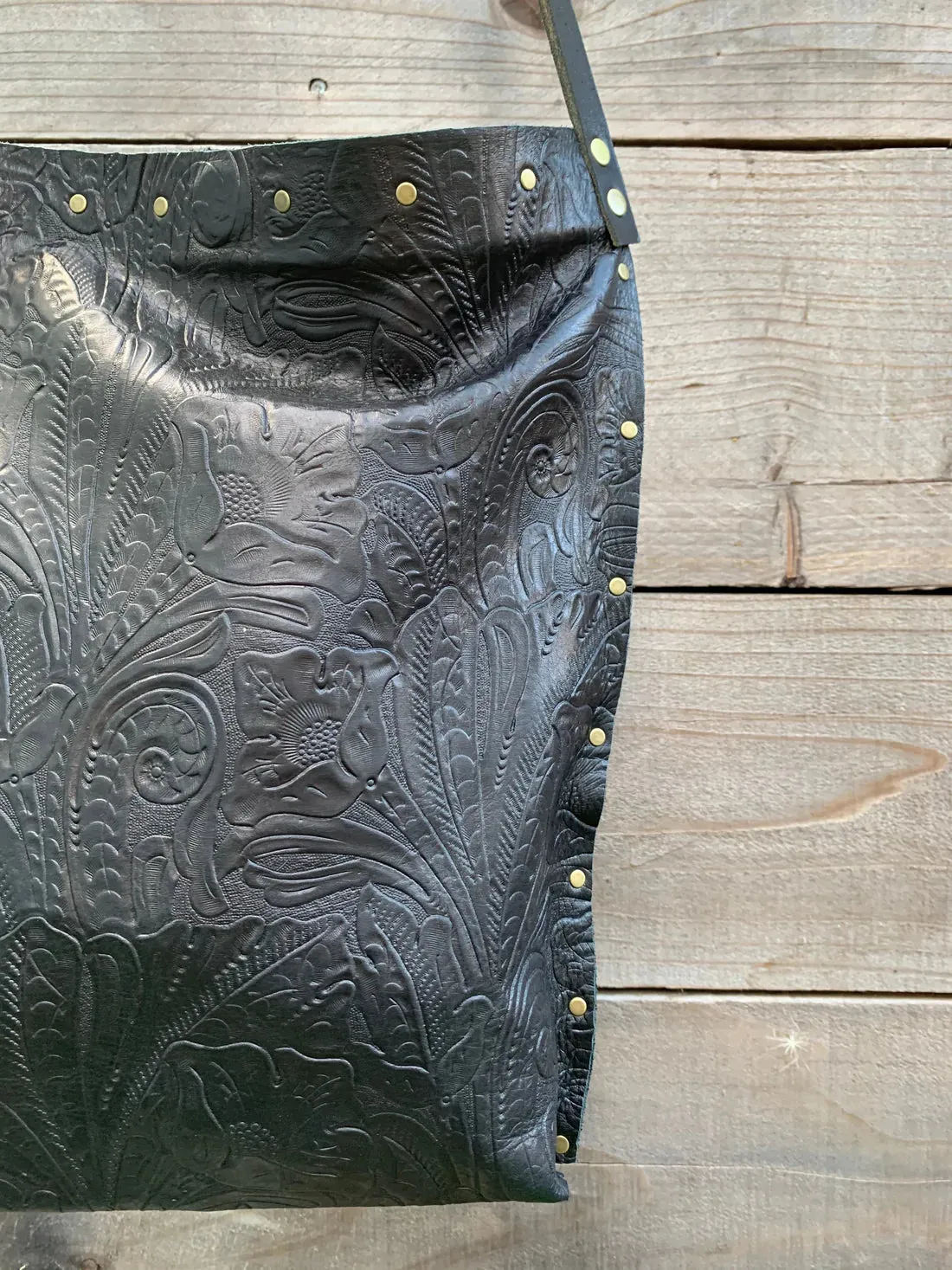 Black Embossed Shoulder Bag