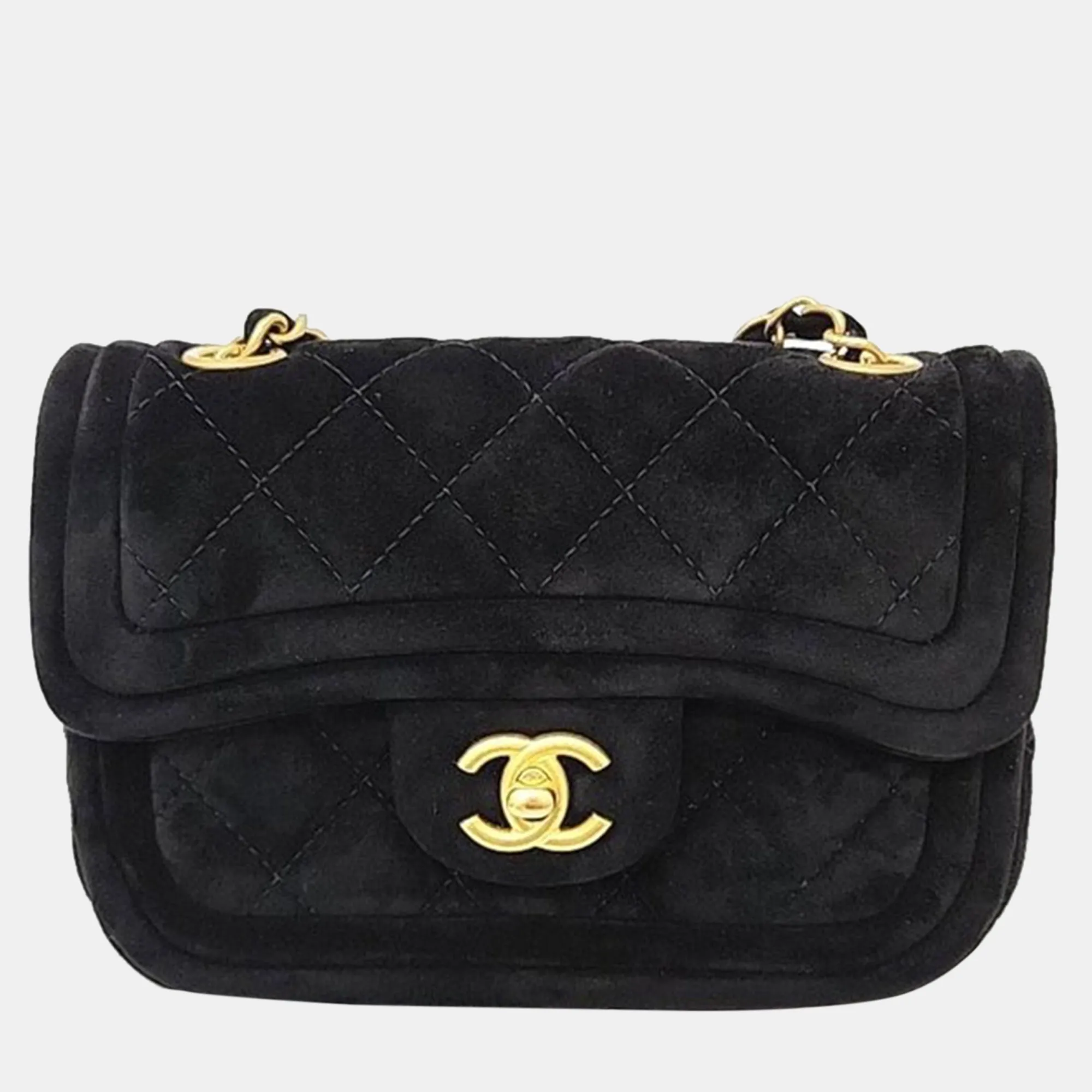 Black Suede Mini Flap Bag