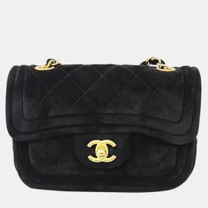 Black Suede Mini Flap Bag