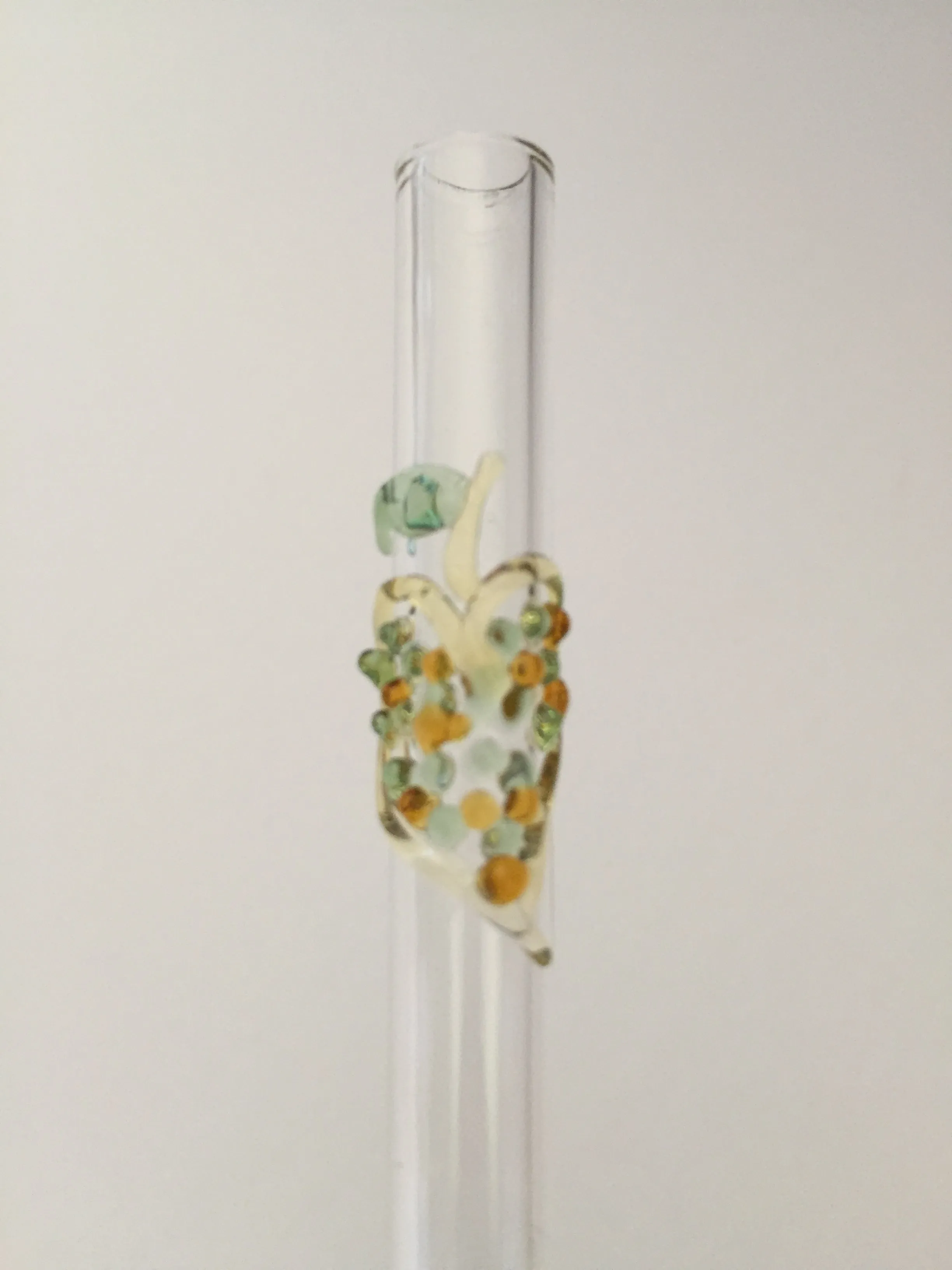 Blown Glass Straw - Transparent with Leaves