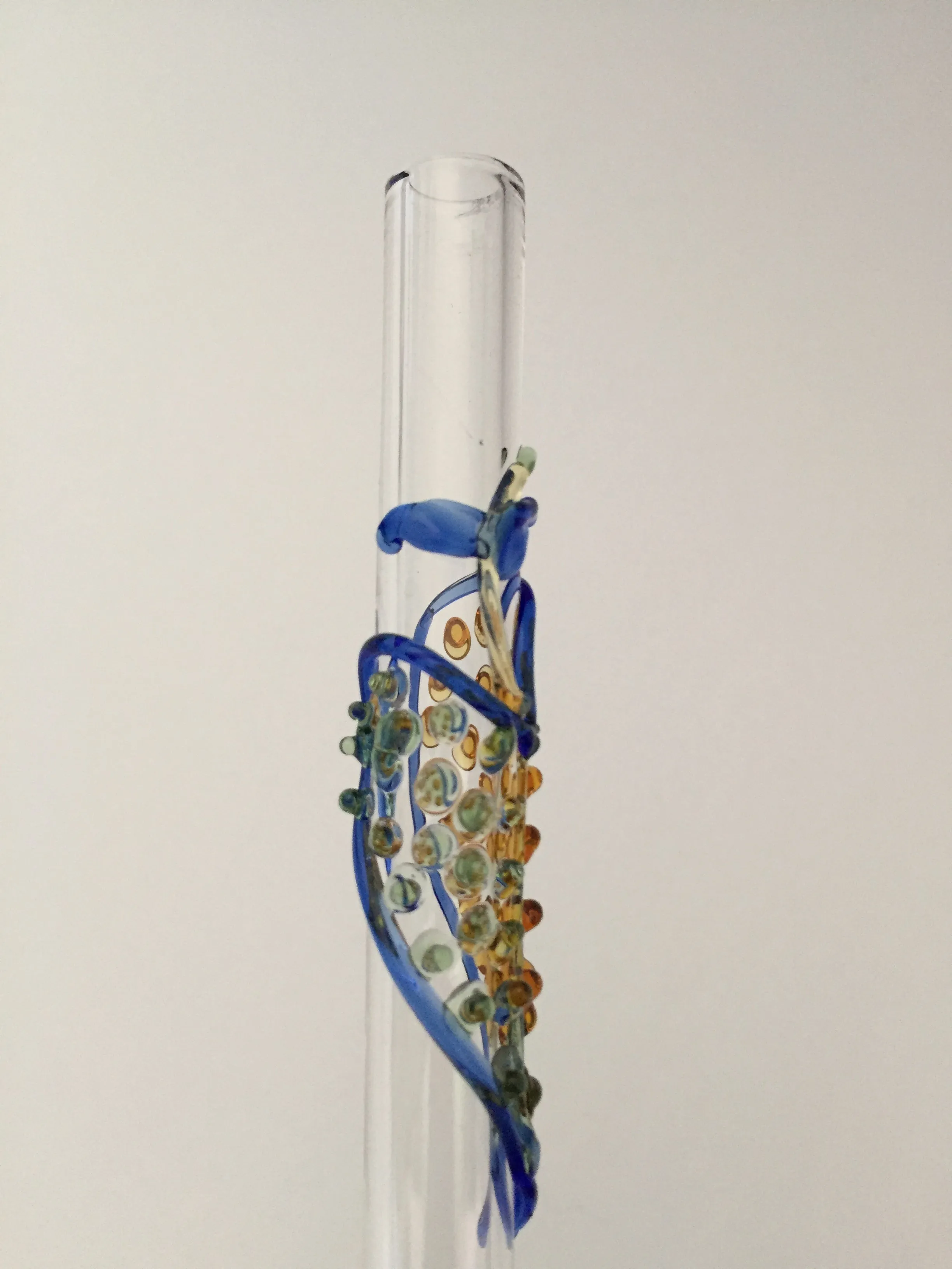 Blown Glass Straw - Transparent with Leaves