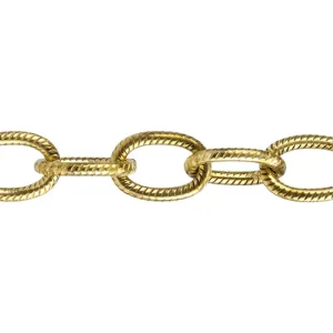 Brass Chain - Textured Oval Cable 9.2mm - By the Foot