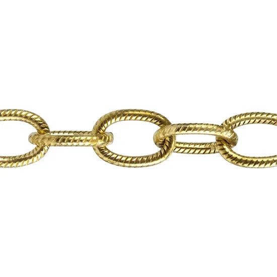 Brass Chain - Textured Oval Cable 9.2mm - By the Foot