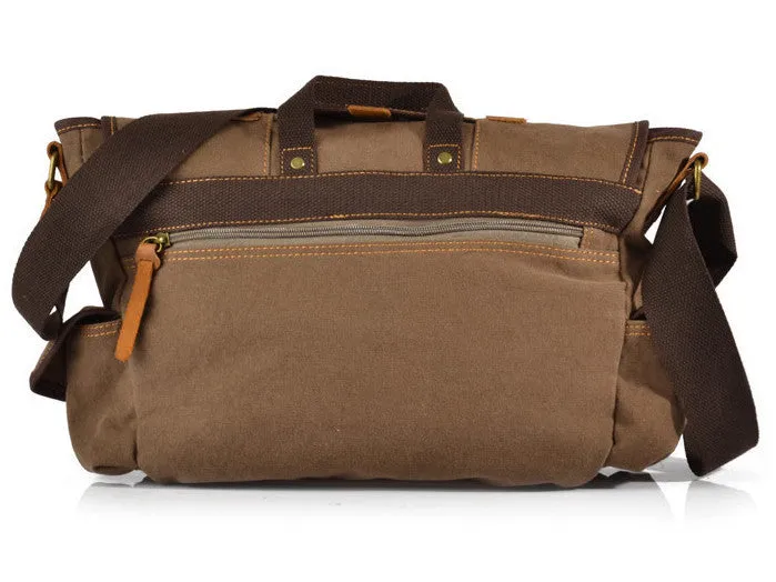 Brown Canvas & Leather Messenger Bag