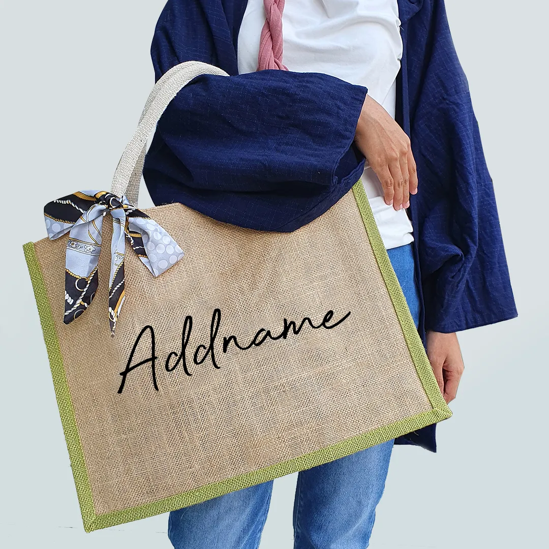 Brown Jute Bag with Colour Lining