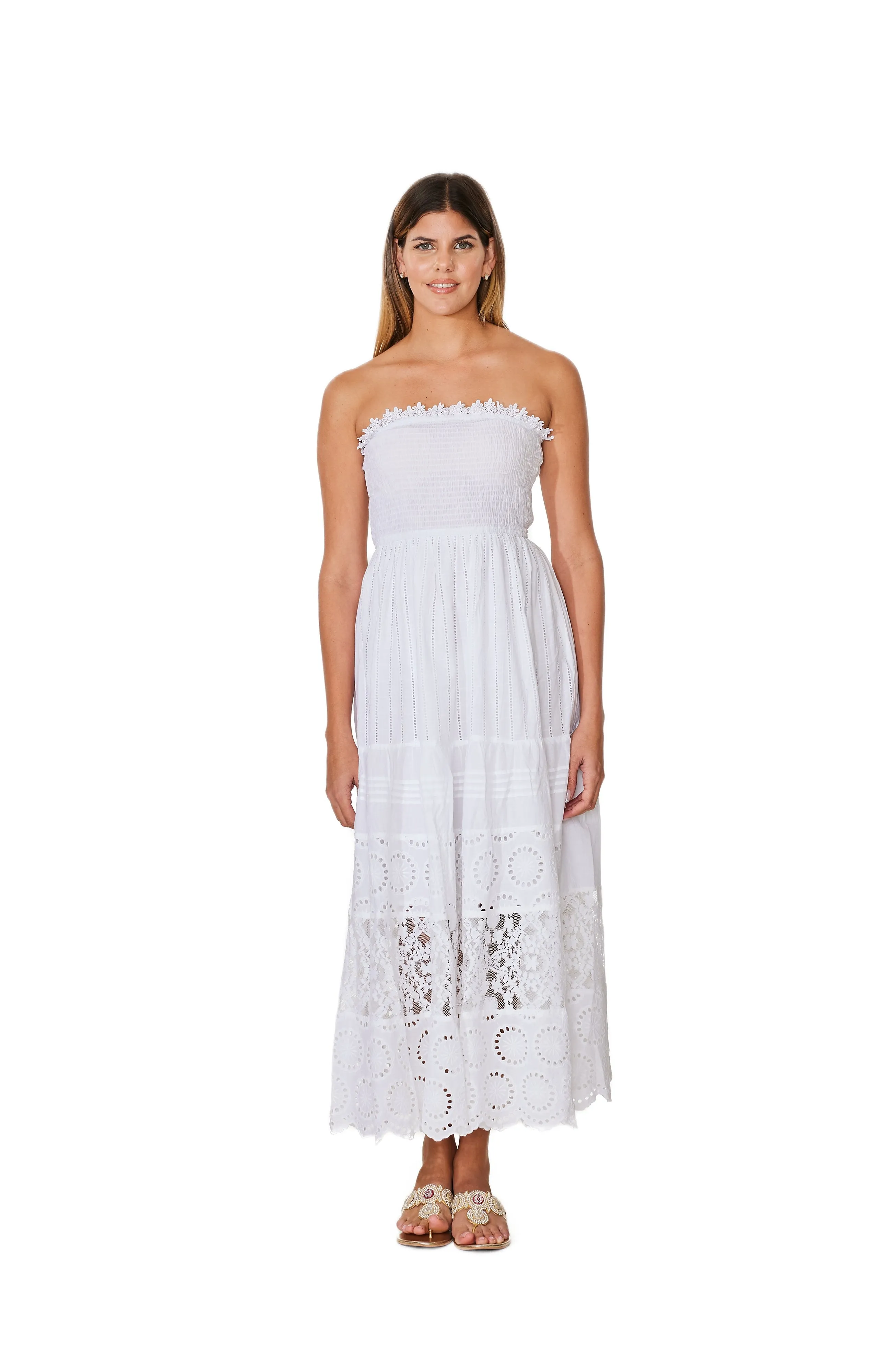 C-1951 White Strapless  Long Dress