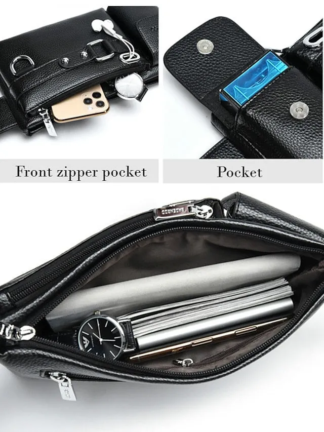 Car Holder New Men's Sports Waist Bag multifunctional outdoor travel Leather Messenger Bag Riding Waist Bag Mobile Phone Waist Bag