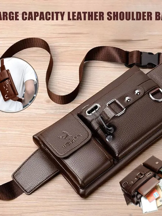 Car Holder New Men's Sports Waist Bag multifunctional outdoor travel Leather Messenger Bag Riding Waist Bag Mobile Phone Waist Bag