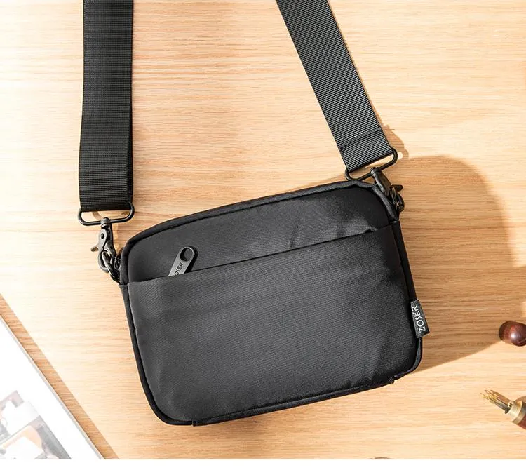 Casual Black Mens NYLON Mini Chest Bag Postman Bag Black Small Messenger Bags Side Bag for Men