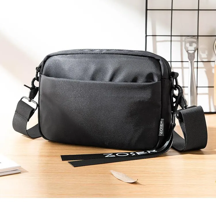 Casual Black Mens NYLON Mini Chest Bag Postman Bag Black Small Messenger Bags Side Bag for Men