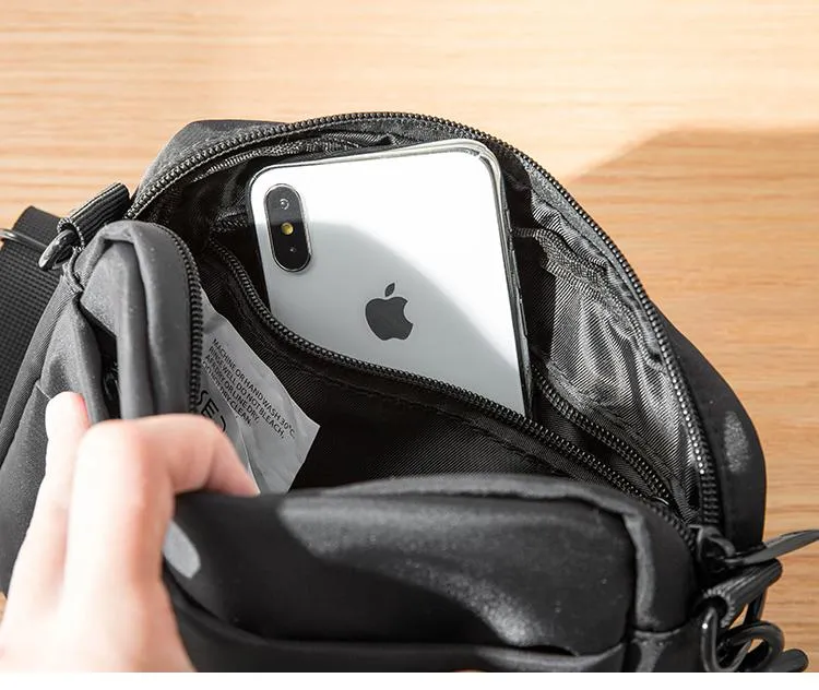 Casual Black Mens NYLON Mini Chest Bag Postman Bag Black Small Messenger Bags Side Bag for Men