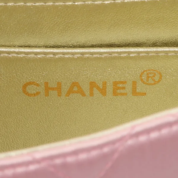 Chanel Around 1997 Made Silk Stain Classic Flap Chain Bag Mini Pink