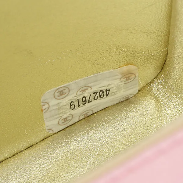 Chanel Around 1997 Made Silk Stain Classic Flap Chain Bag Mini Pink