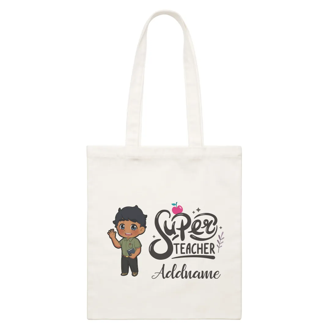 Chibi Super Teacher White Canvas Bag
