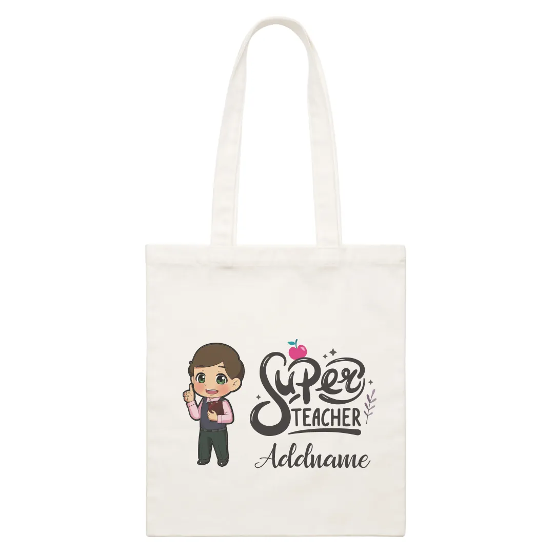 Chibi Super Teacher White Canvas Bag