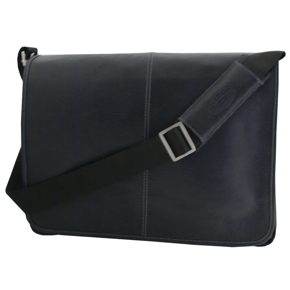 Classico Black Tumbled Leather Messenger Brief