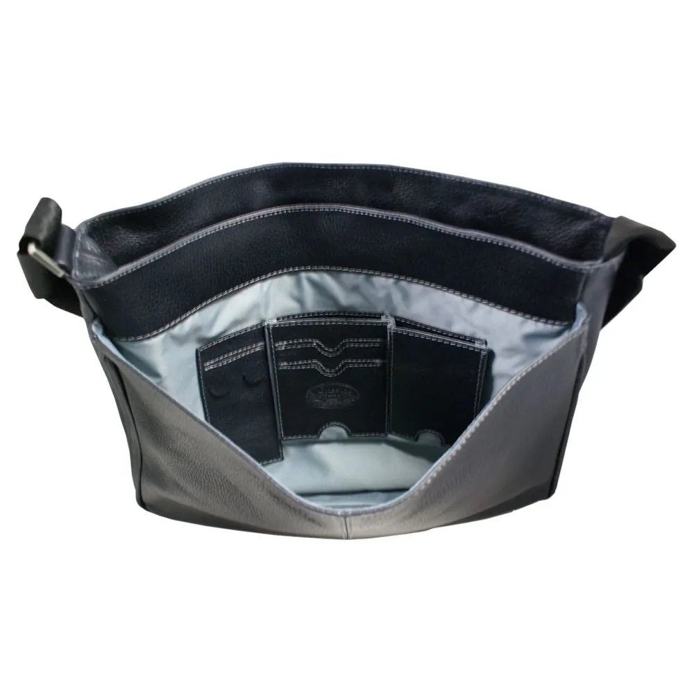 Classico Black Tumbled Leather Messenger Brief