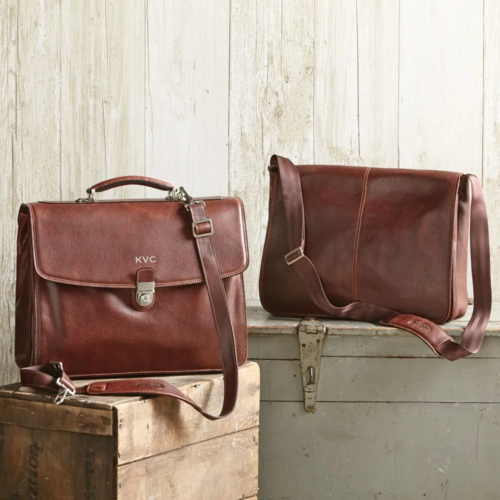 Classico Black Tumbled Leather Messenger Brief