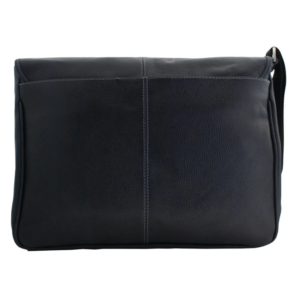 Classico Black Tumbled Leather Messenger Brief