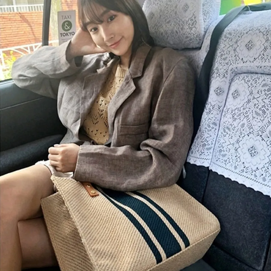 Classy Linen Large Tote Handbag