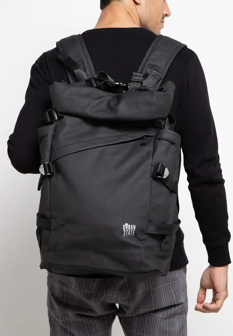 Coated Dry Foldover Backpack - Black