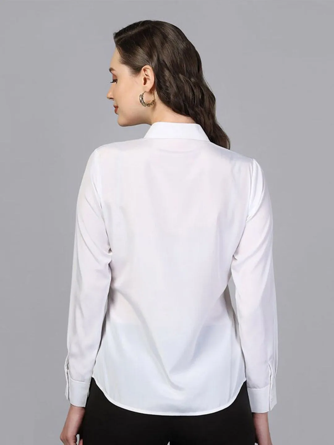Collared crepe shirt - White