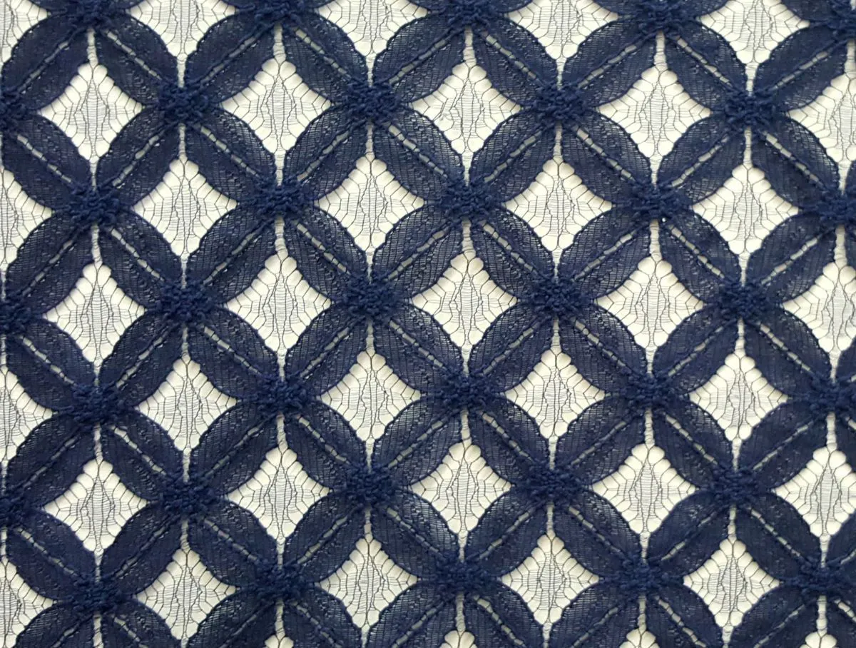 COTTON NYLON FLORAL "BRIGITTE" NON-STRETCHED LACE KNIT<br><h6>8K-NAVY<br>LACE15-CC</h6>