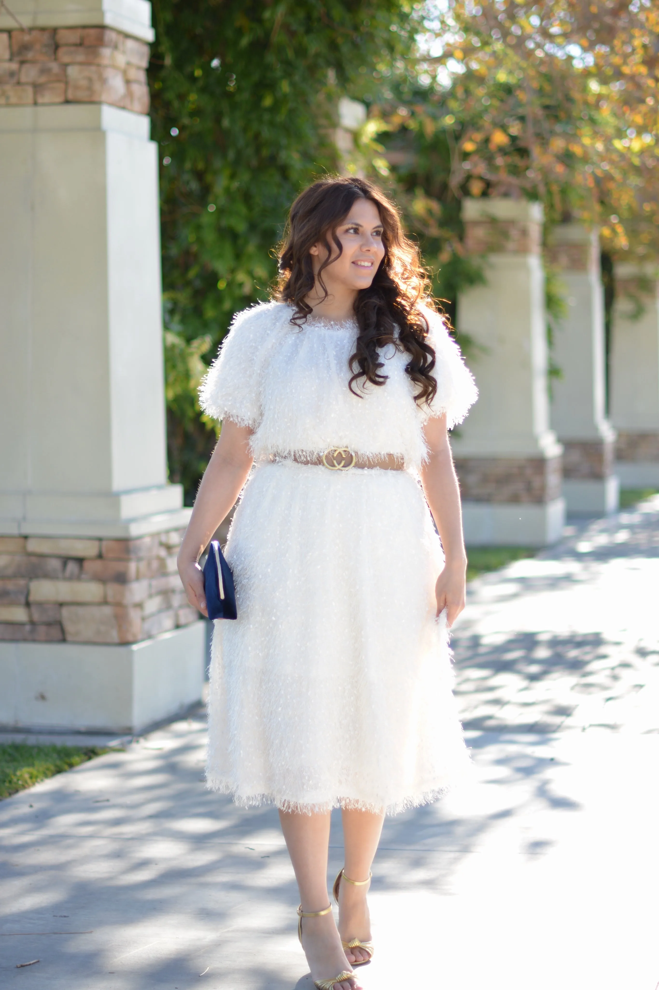 Cristin Ivory Textured Skirt Set