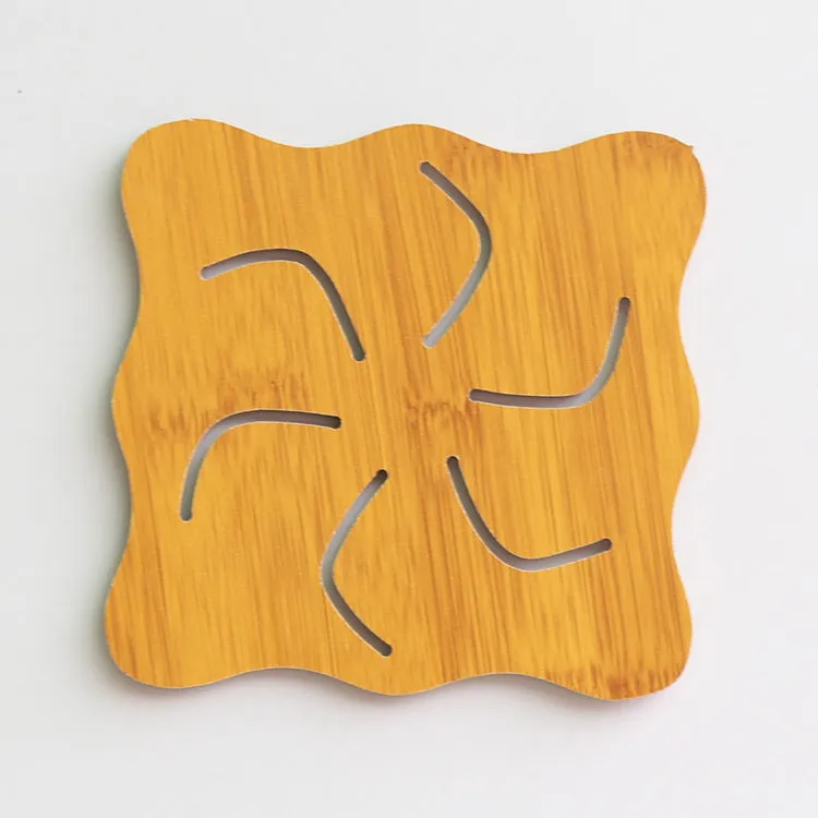 Dining Table Mat 3 PCS Coasters Wooden Cartoon Heat Proof Mats