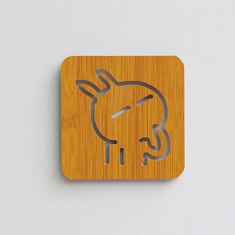 Dining Table Mat 3 PCS Coasters Wooden Cartoon Heat Proof Mats